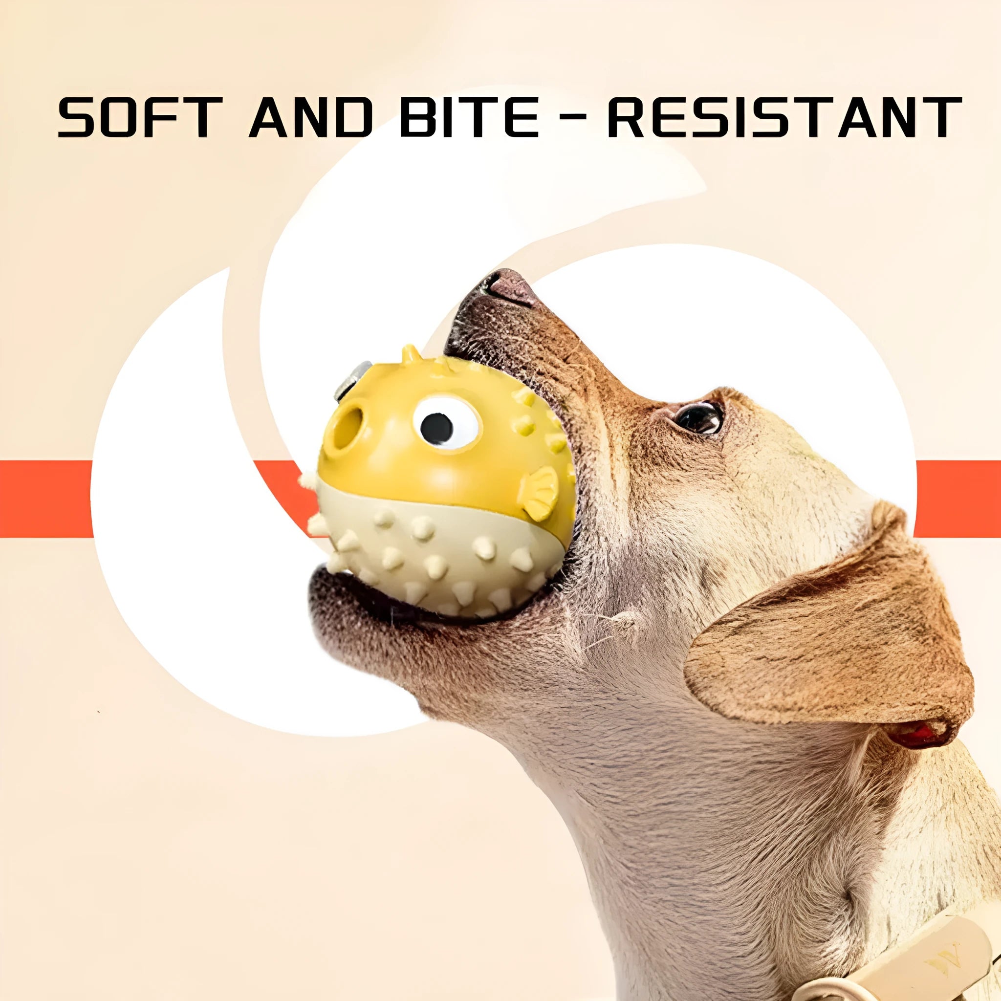 Yellow fish-shaped vinyl dog chew toy for aggressive chewers with textured surface