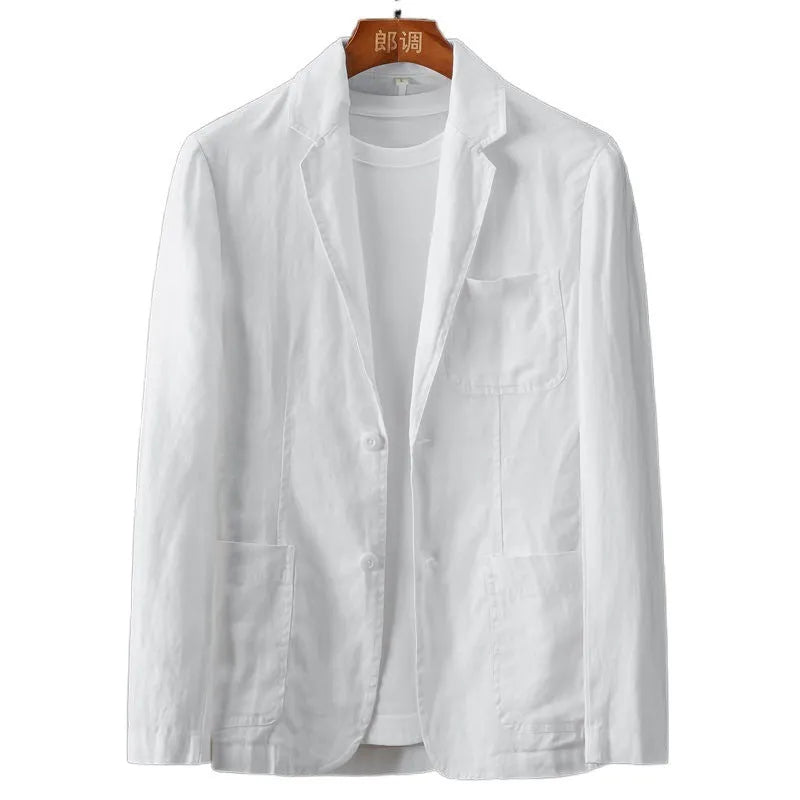 Men's slim fit chlorine fibre suit linen jacket in mid-length cut with nine-point sleeves