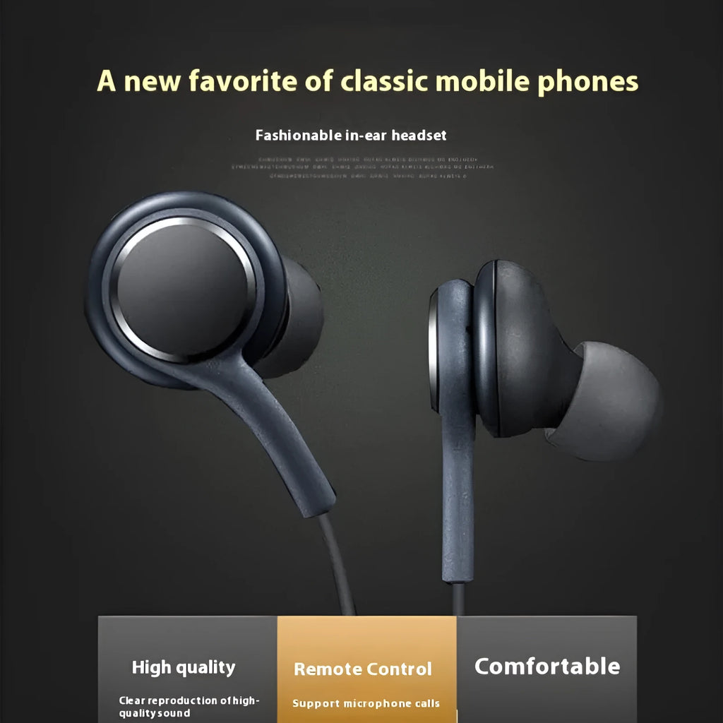 In-ear earphone for S8 S10 Note10 with 3.5mm jack and talk button in black colour