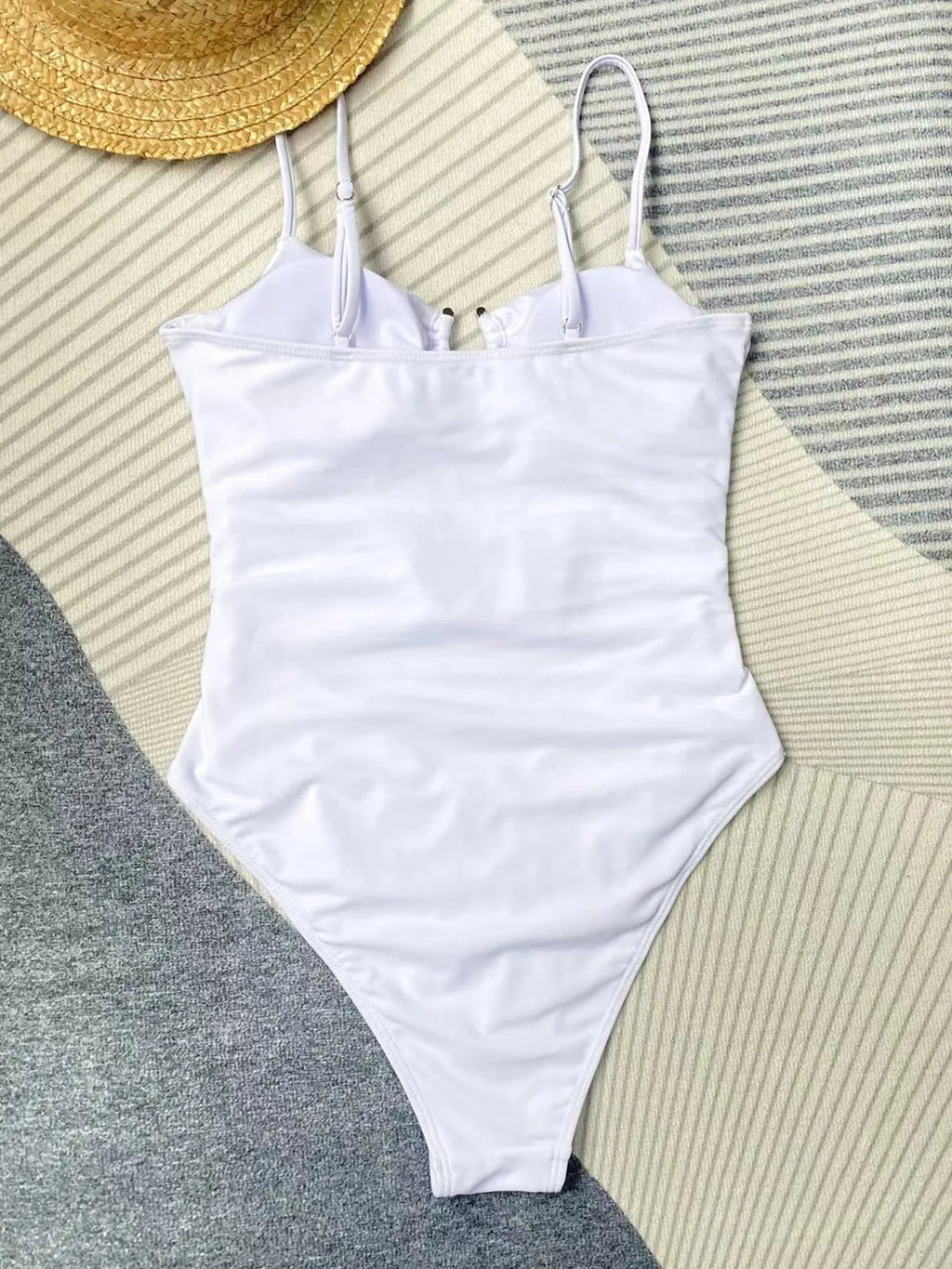 Black women's one-piece swimsuit with solid colour design for swimming activities