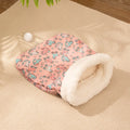 Blue rabbit print flannel cat sleeping bag nest measuring 50cm by 40cm
