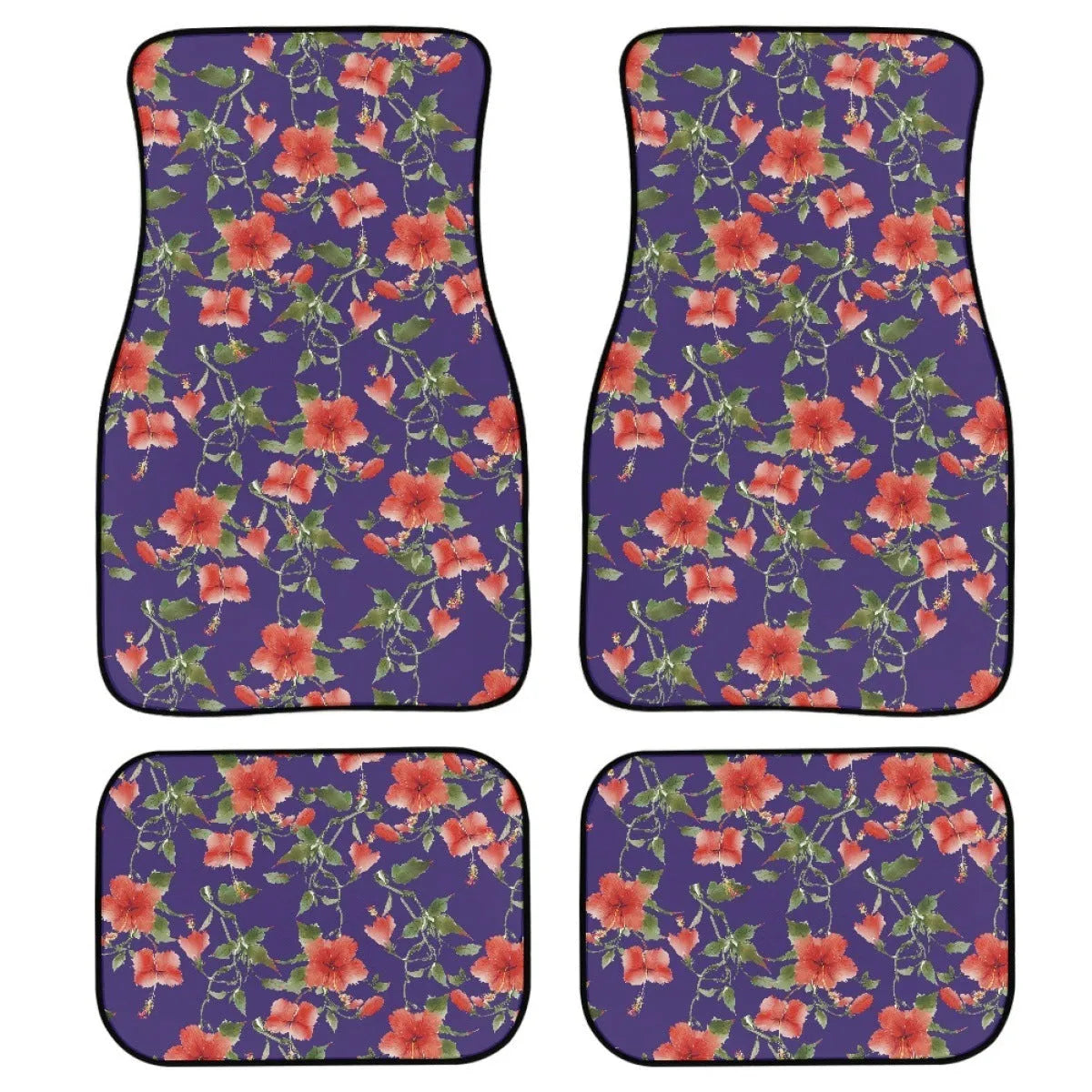 Black printed rubber car floor mats, a four-piece set with a 20mm thick waterproof lining.