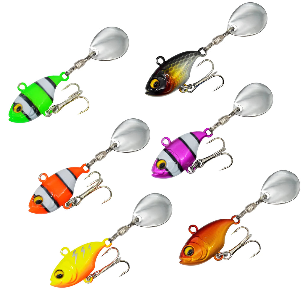 Metal sea fishing lure with rotating sequin in multiple colour options including zebra patterns