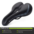 Bicycle seat cushion with 3147 hollow pattern, measuring 270mm by 180mm, on a bike saddle.