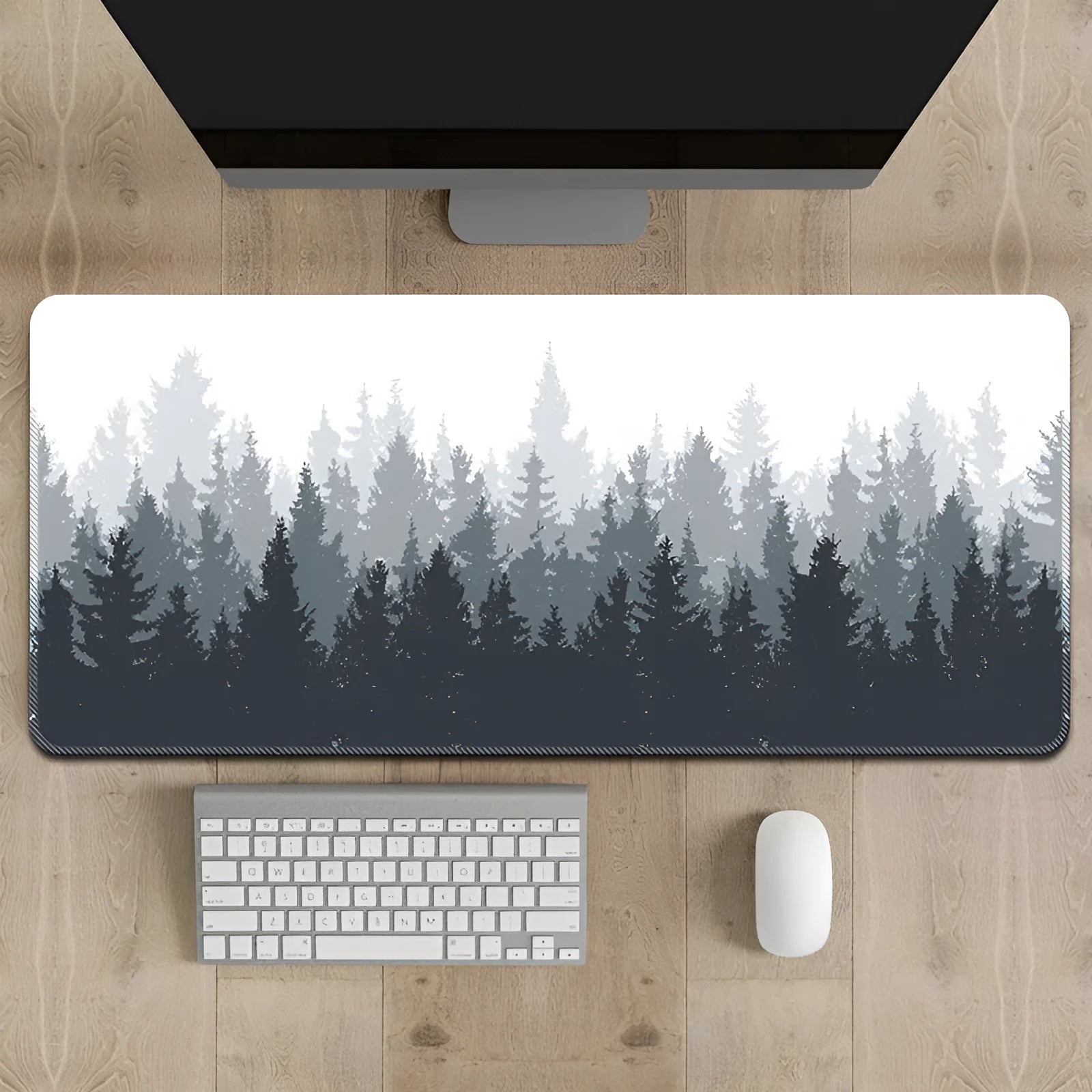 Chinese landscape painting pattern mouse pad on desk with natural rubber base