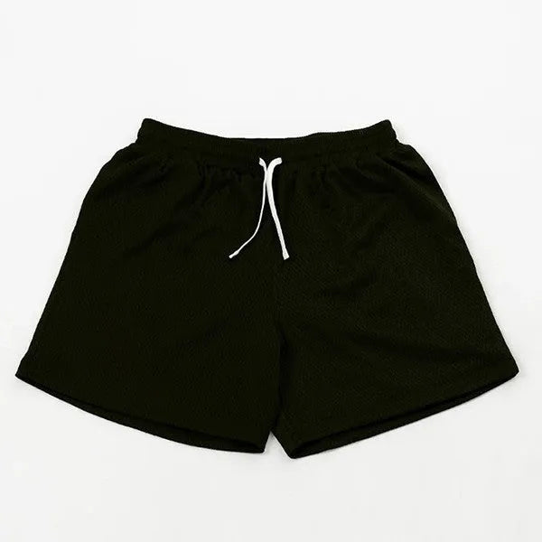 Men's solid colour mesh quick-drying sports shorts for running and fitness workouts in summer