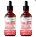 Bottle of liquid vitamin B12 drops dietary supplement.