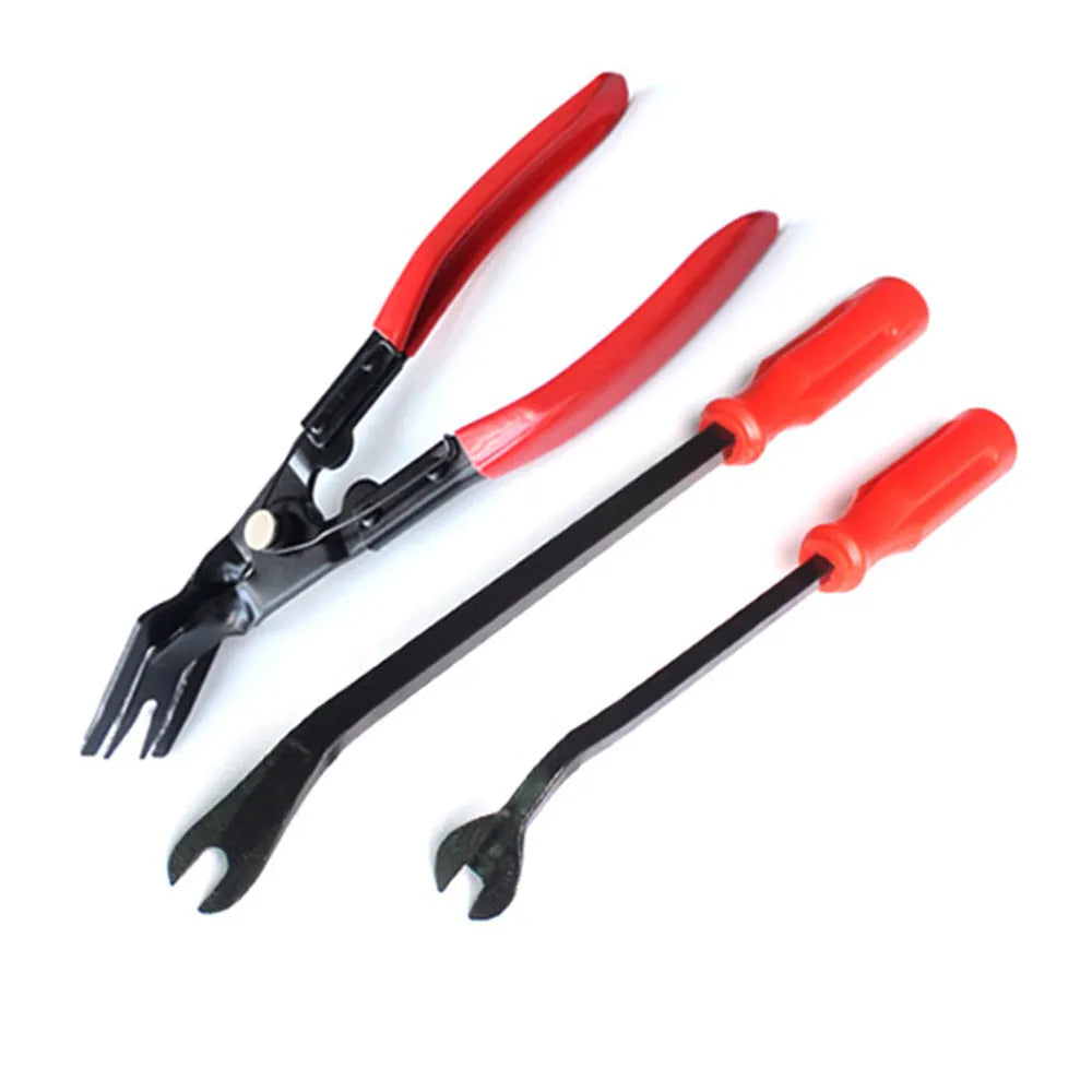 Red handle automotive clip driver nailing tool for GM vehicle door panel work