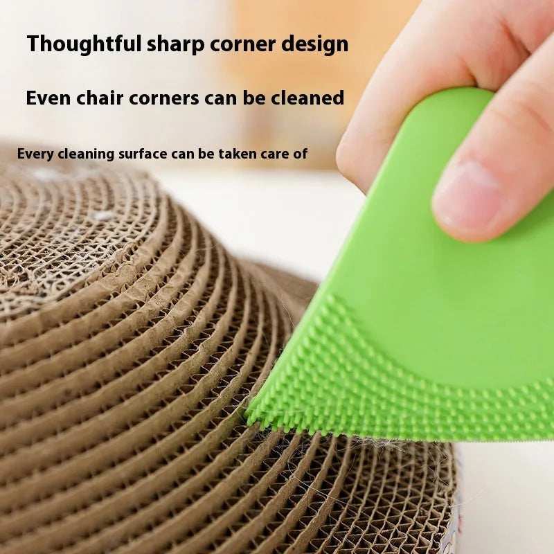 Pet hair scraper cat comb brush with PTE bristles for grooming and fabric hair removal