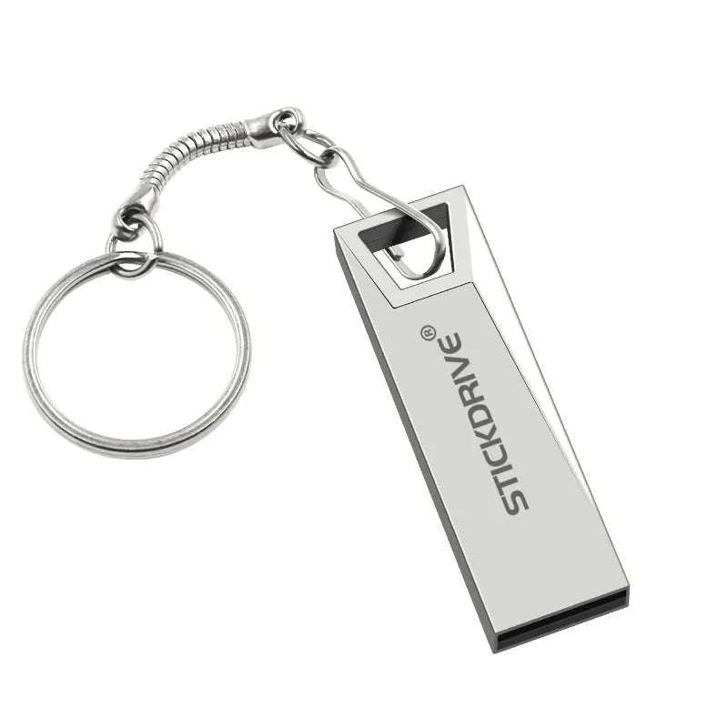 Metal car design USB flash drive with chain attachment in black and silver colour options
