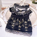 Golden Gothic princess skirt pet dress for dogs and cats with size chart