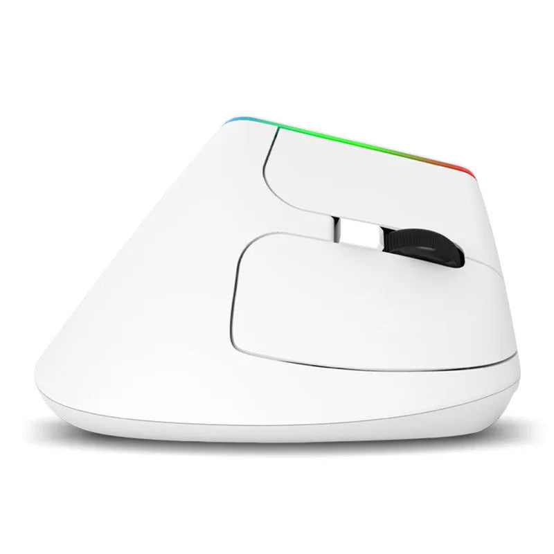 M618C black and white vertical ergonomic wireless computer mouse with RGB lighting