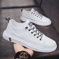 Men's casual flat sole shoes in beige, white, or black with a round toe and shallow opening.