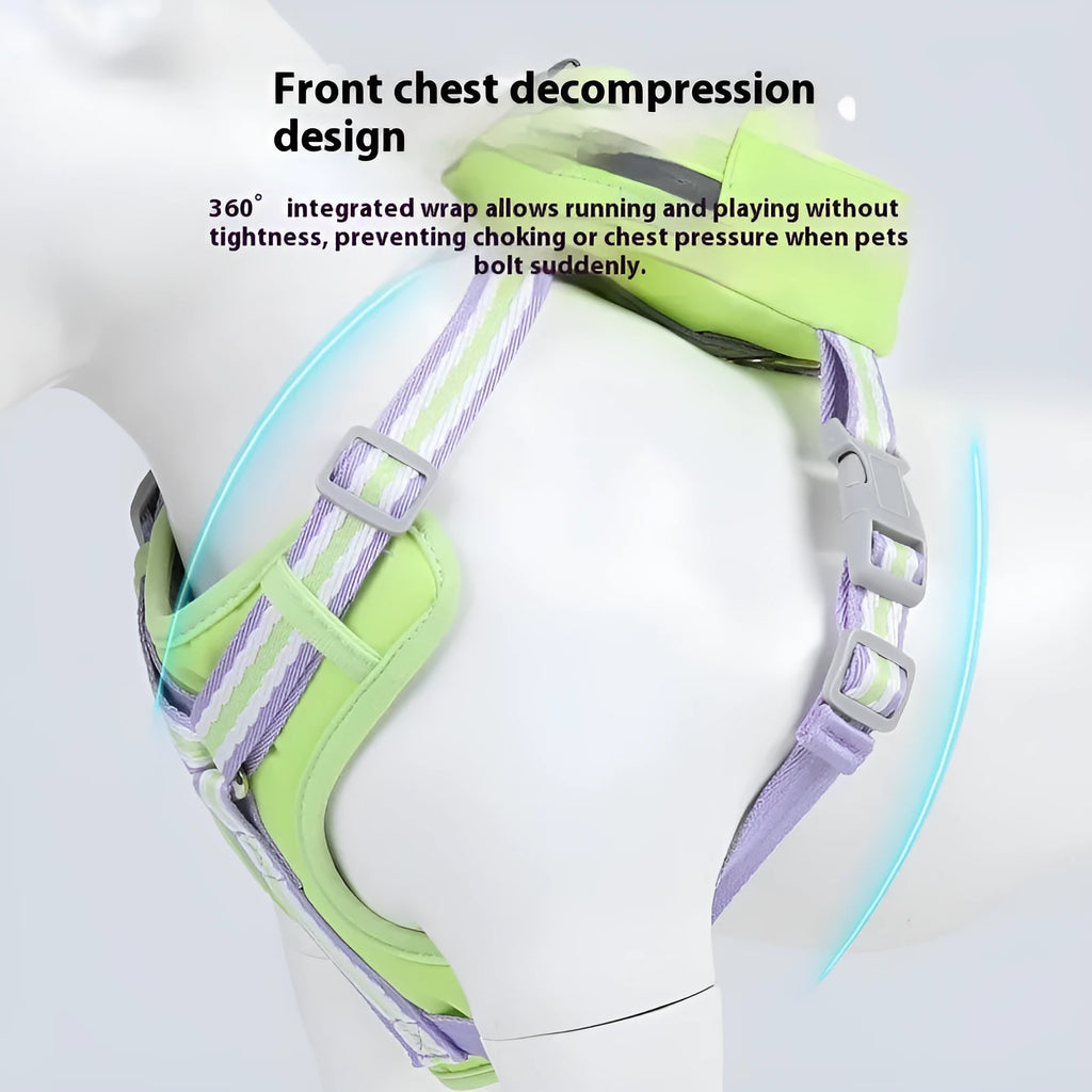 Explosion-proof anti-strangulation pet harness in Oxford cloth with 1.5m holding rope