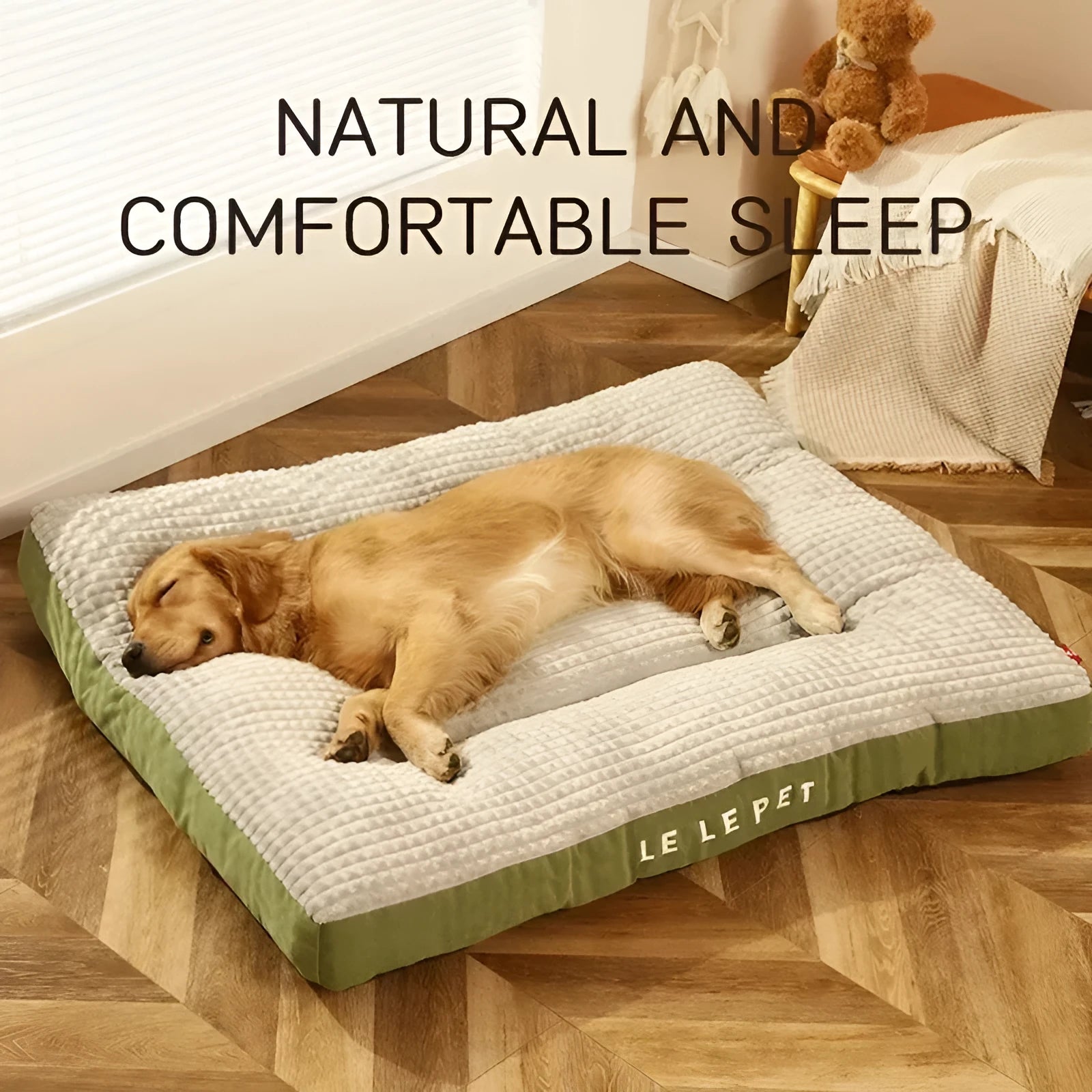 Soft fleece detachable pet blanket cushion bed for dogs and cats in coffee or green colour