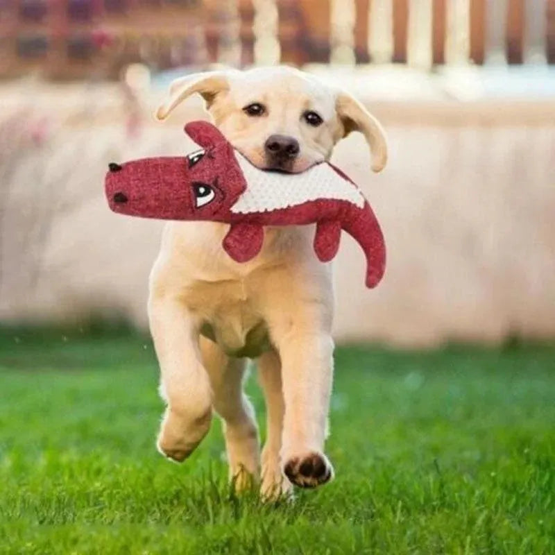 Blue pet plush toy with corn grid texture and biting sound effects for dog and cat play