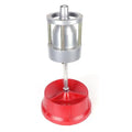 Portable wheel balancer with aluminium head and bull's eye level on enamel-finished base