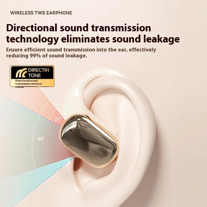 Ear-mounted wireless headphones with digital display screen in black, skin colour or white options