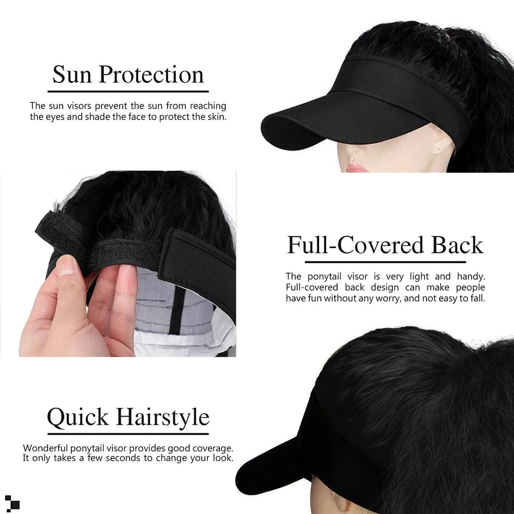Women's hooded wig with horse tail waves in short domestic silk construction