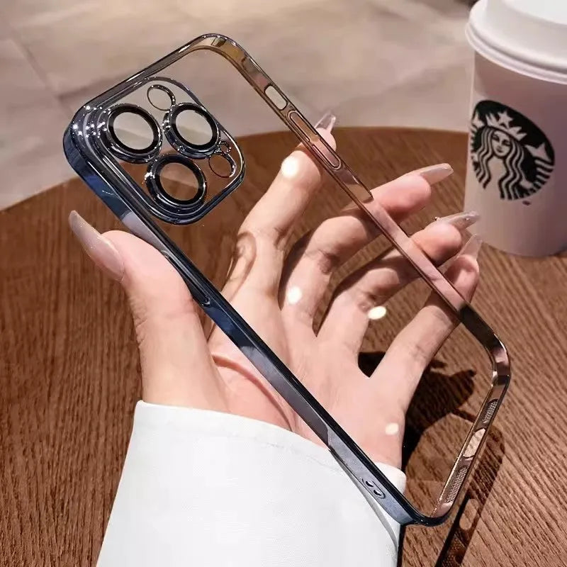 Electroplated TPU all-inclusive protective case for iPhone 16 Pro in various colour options.