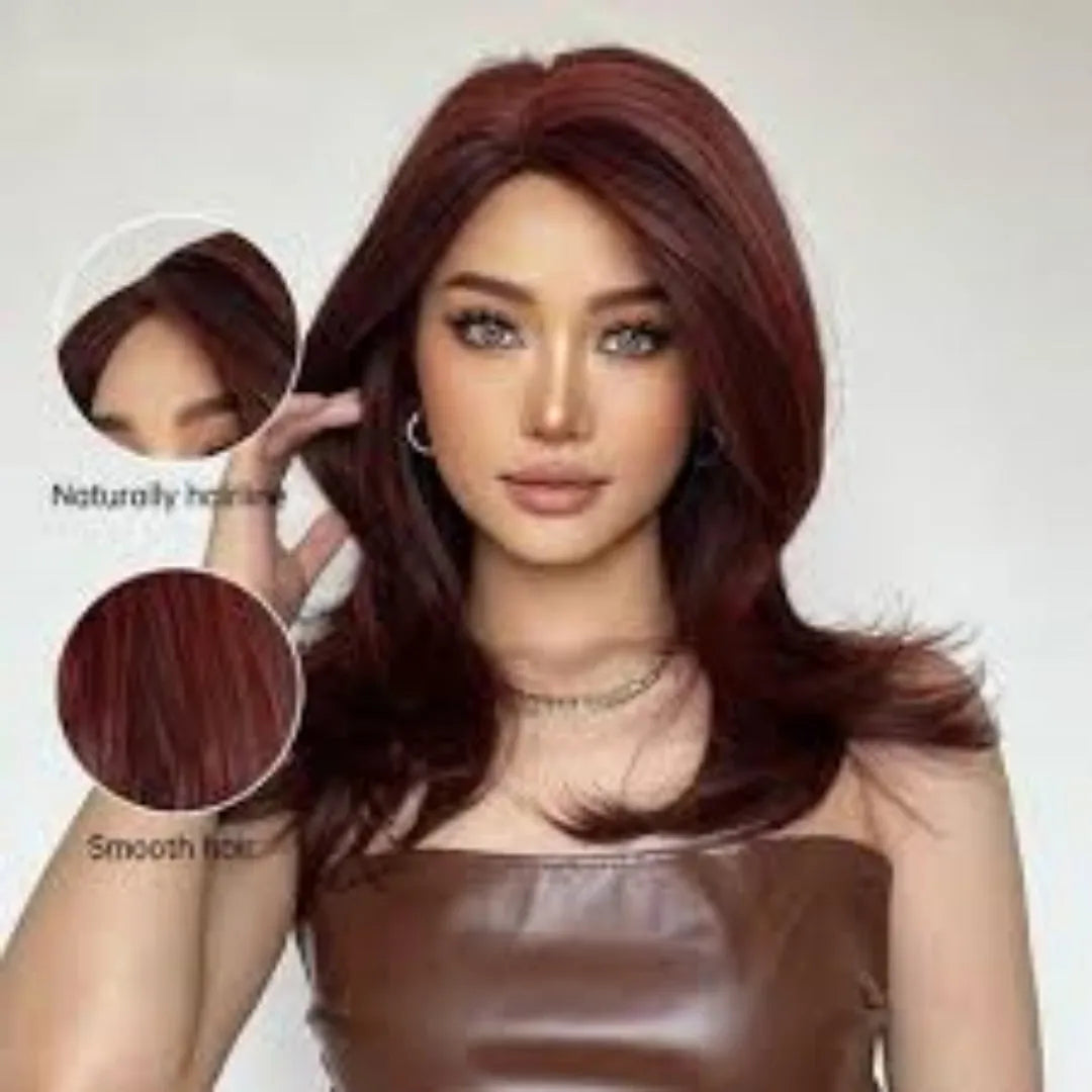 Mid-length platinum gradient colour curly wig with long bangs in star fashion style