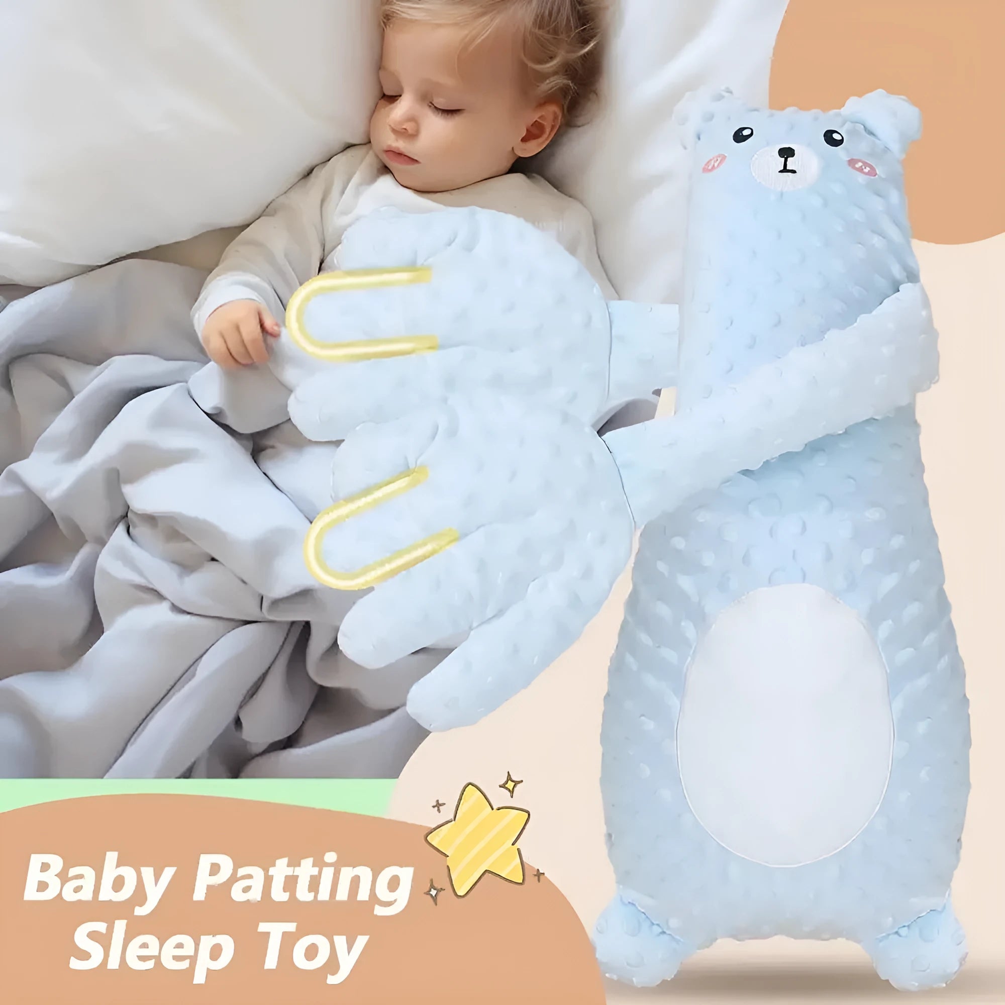 Infant exhaust pillow with remote controlled soothing hand in yellow giraffe design for baby sleep comfort