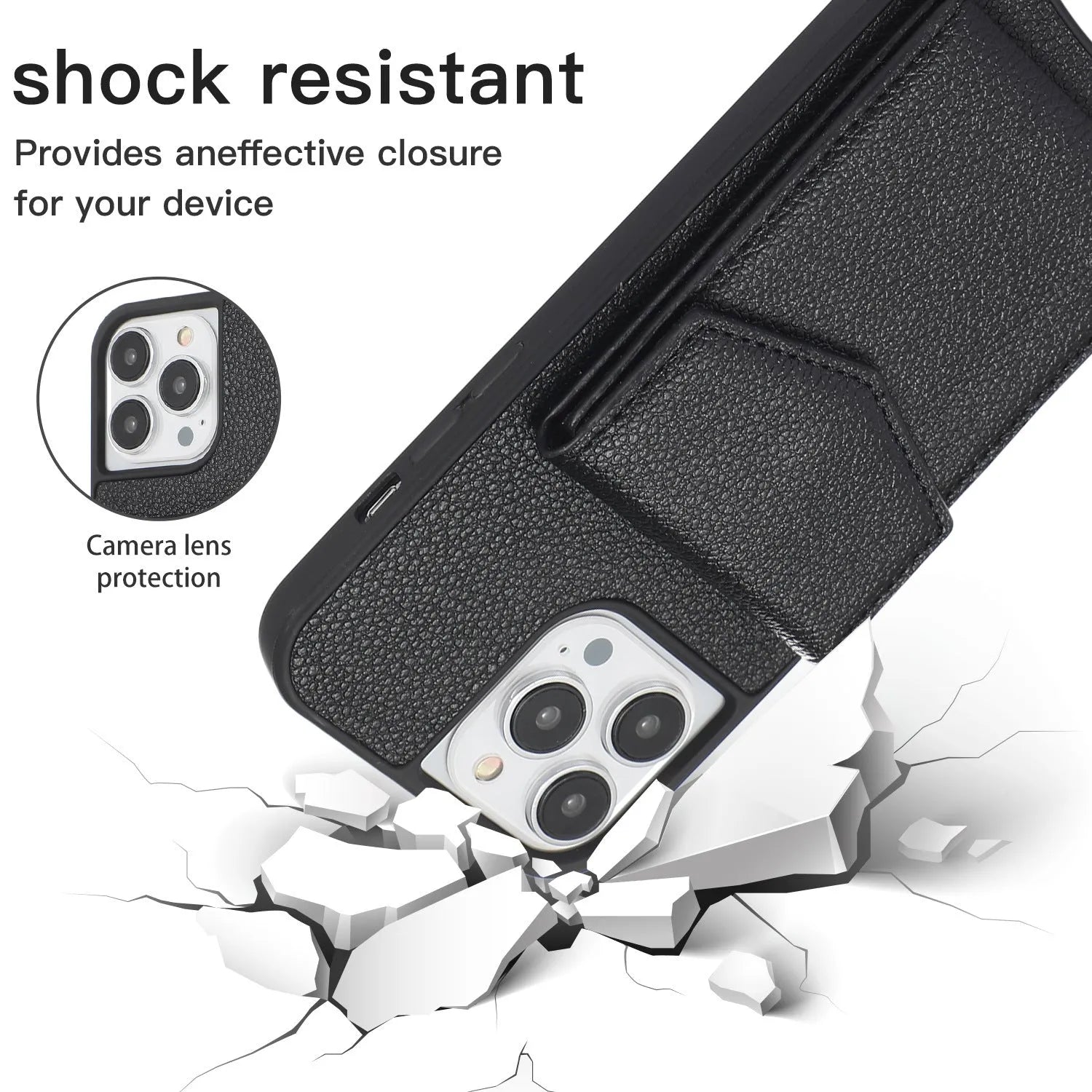 Inclined straddle fishtail plug-in TPU leather iPhone case in solid colour on a phone
