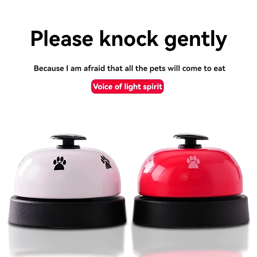 Set of 4 pet bells with footprints design in red and white for cat and dog training