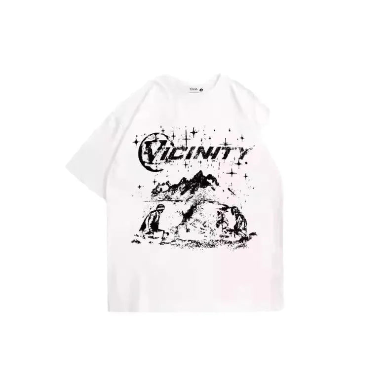 Men's retro hip hop graphic print T-shirt in polyester fabric available in multiple sizes