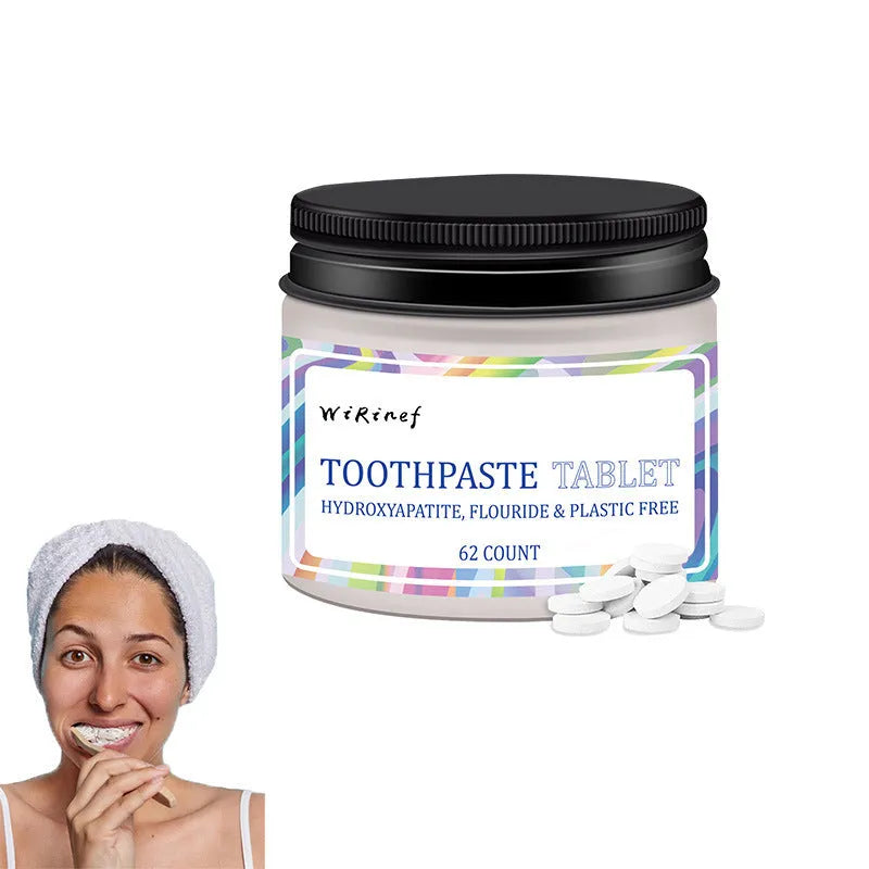 62 portable toothpaste tablets in TP19 solid formulation for travel oral care