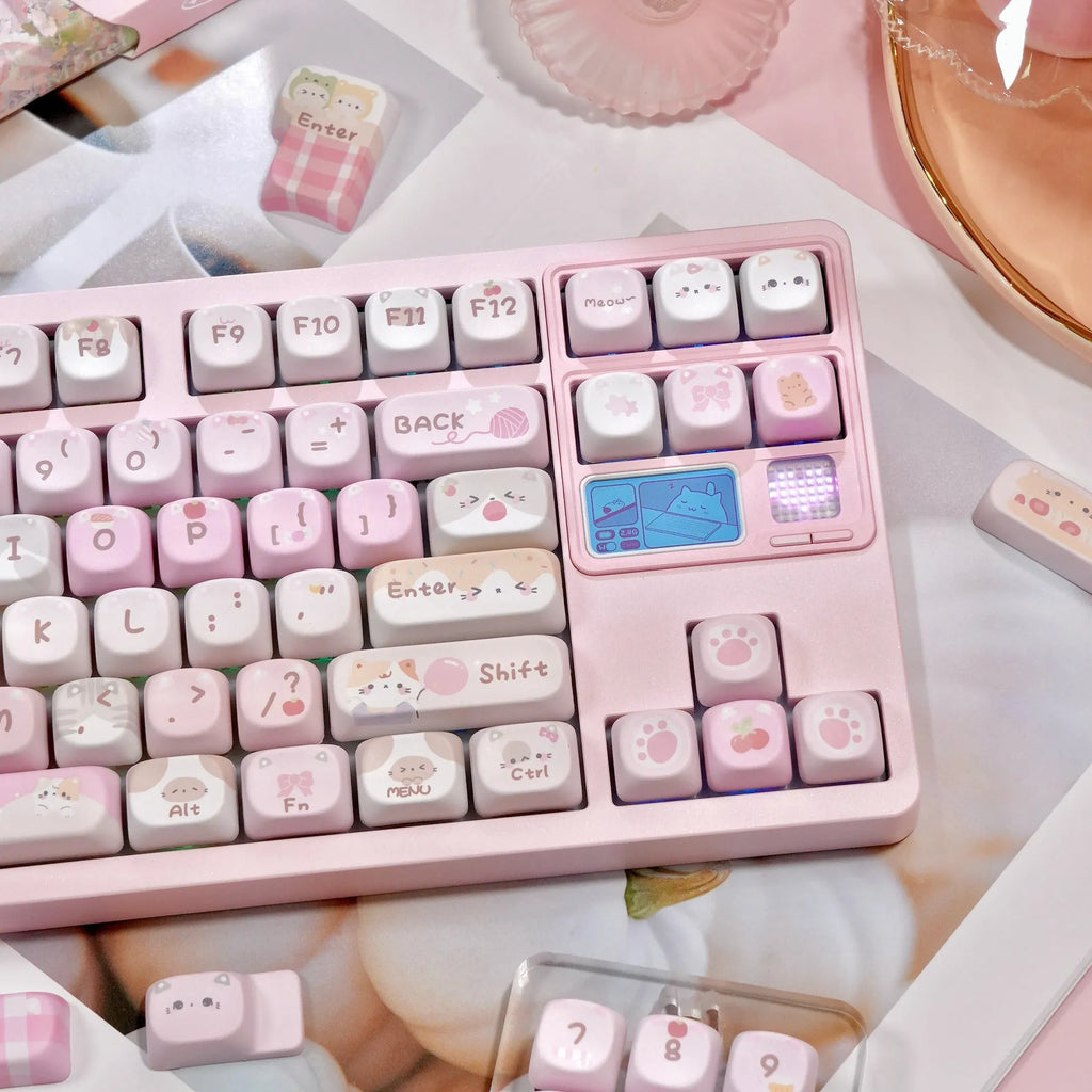 MOA Height full five-sided sublimation key caps in pink cartoon design for mechanical keyboards