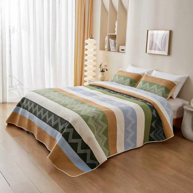 Pure cotton printed bed sheet three-piece set for 2.2 metre beds in modern simple style