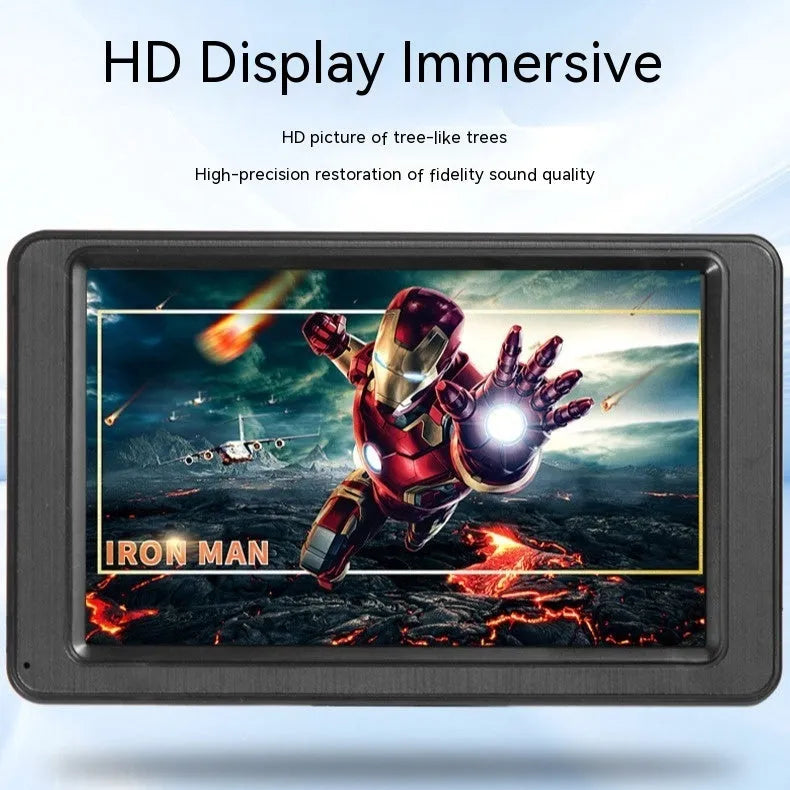 Black vehicle MP5 player with 7-inch screen mounted on universal car bracket