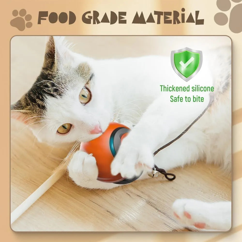 Interactive rolling ball pet toy with touch activation in blue colour