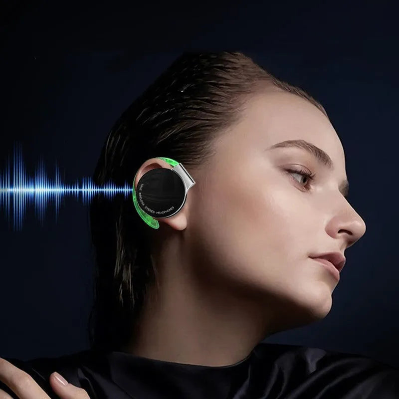 Black and white wireless Bluetooth sports earphones with bilateral stereo design
