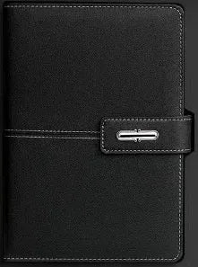 A5 size notebook with PU leather cover in various colours, showing wood-free paper inside.