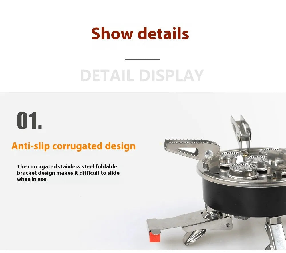 Silver portable split stove with stainless steel construction folded for transport