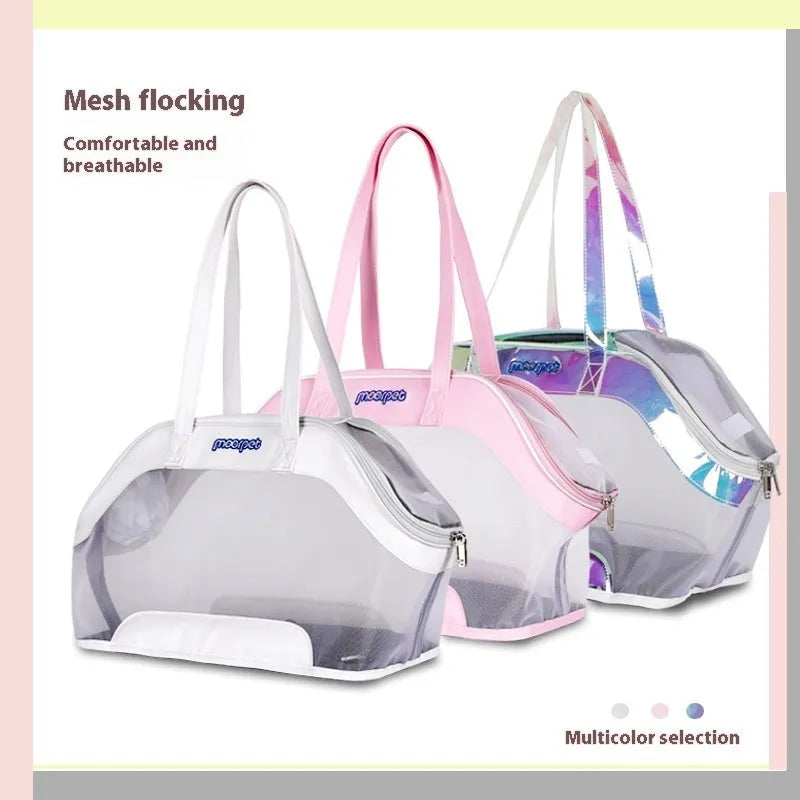 Medium-hardness leather cat outing bag with 25L capacity in solid colour options
