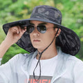 Outdoor men's cotton fisherman sun hat with 11cm brim in camouflage colour