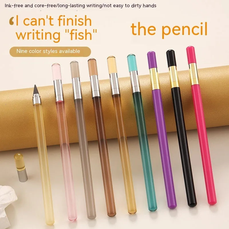 Transparent acrylic mechanical pencil with sharpening-free mechanism and multiple colour refill options