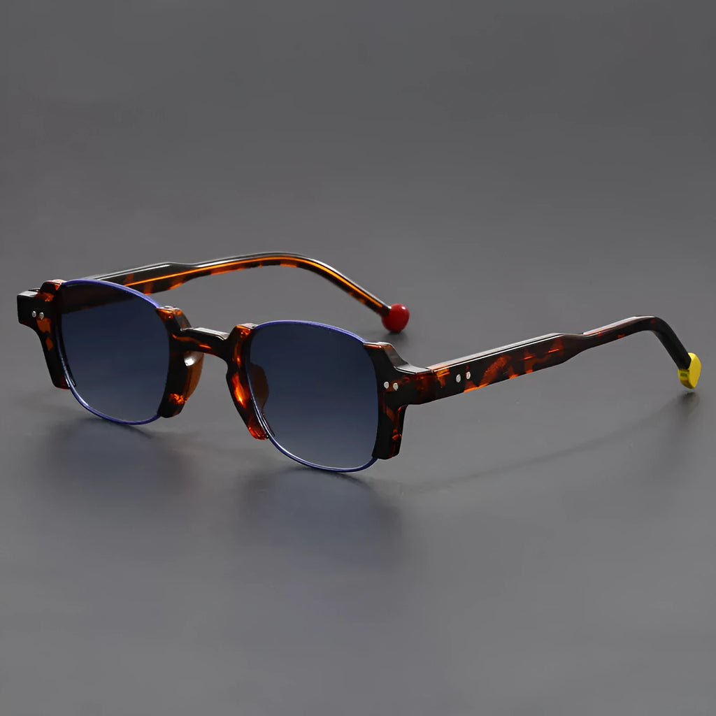 Retro square frame sunglasses with PC construction in seven colour options including dark green and bright black