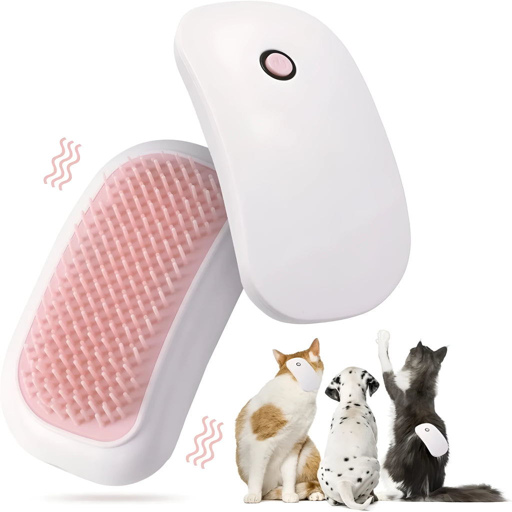 Pink electric pet massage brush with TPE comb teeth for cat and dog grooming