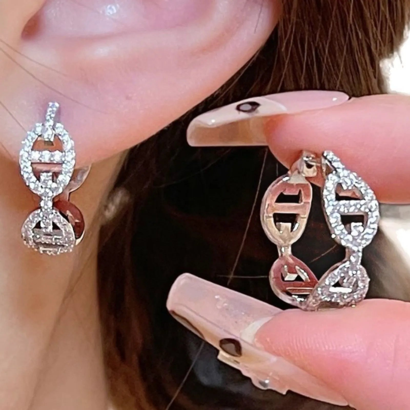 Ladies diamond design casual earrings in silver, gold and rose gold electroplated copper jewellery