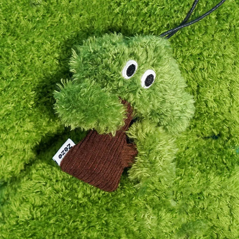 Pine tree shaped fabric cat mint toy with dangling tease stick in three size options