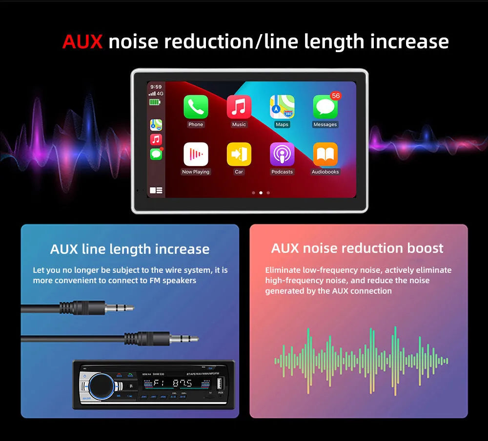 7-inch black wireless CarPlay projection car camera with wide-angle lens for dashboard installation
