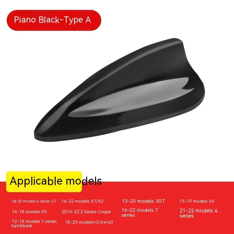 BMW shark fin antenna cover in carbon pattern or piano black finishes