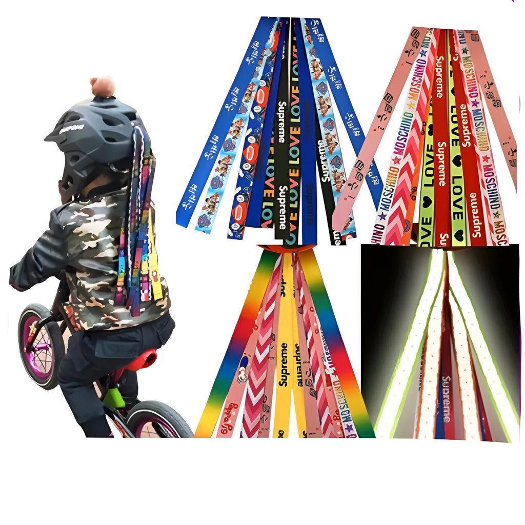 Children's helmet decorative streamer ribbons for ski and roller skating helmets in multiple colour options