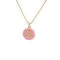 Copper bottle cap pendant necklace with 18K gold electroplating on 40cm box chain