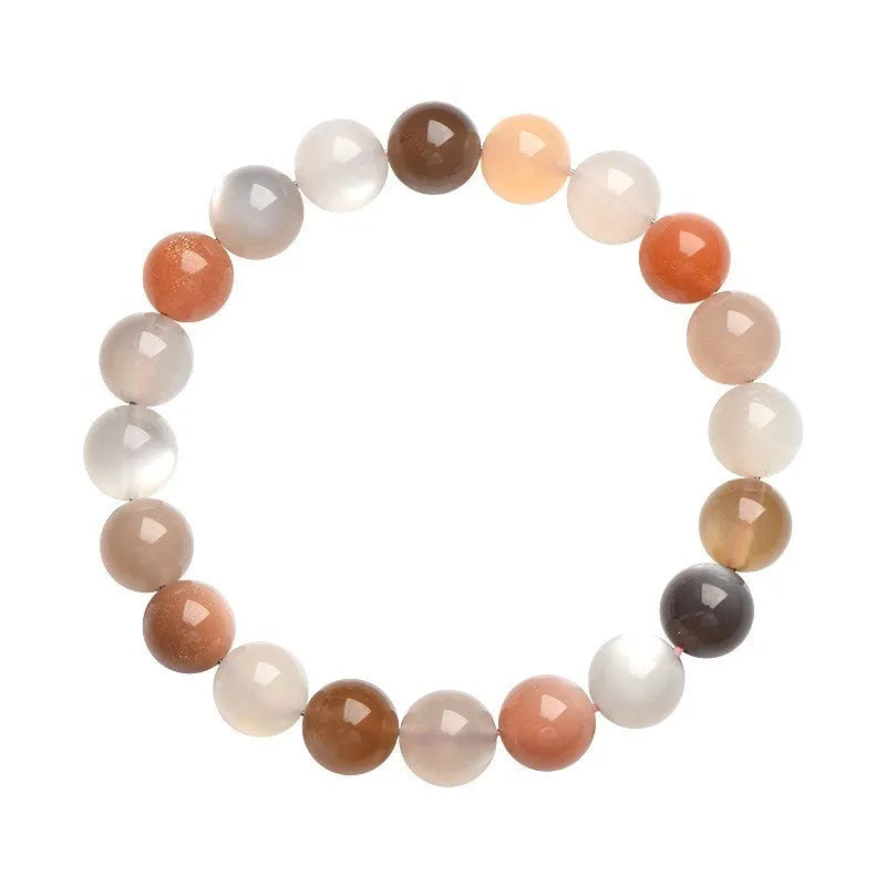 Natural colourful moonlight moonstone duobao bracelet with 8mm stones in single circle construction
