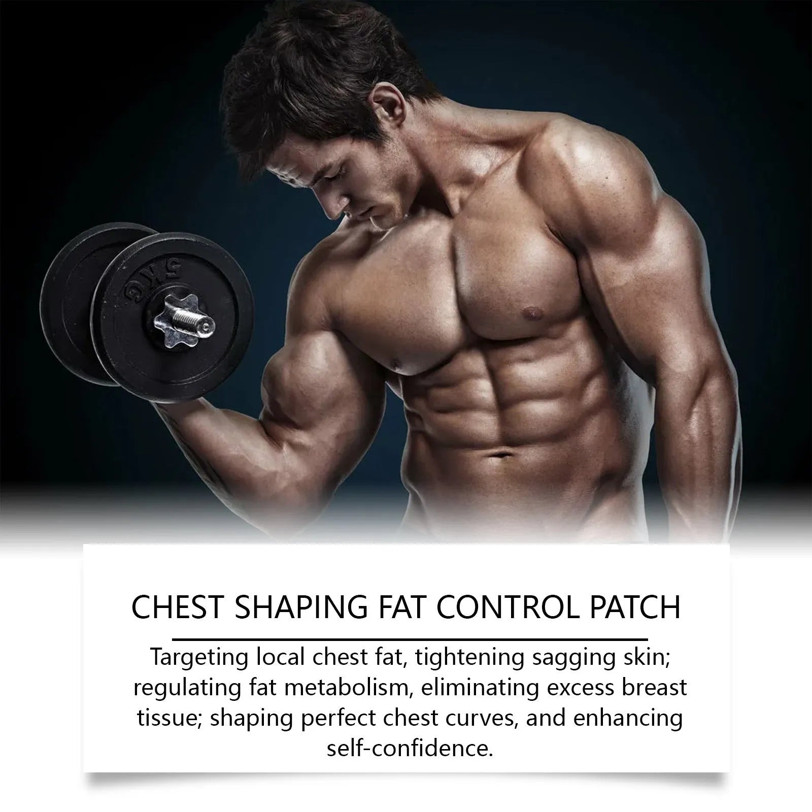 Pack of four thin men's figure control chest patches containing Mugwort, Ginger, and Centella Asiatica extracts.